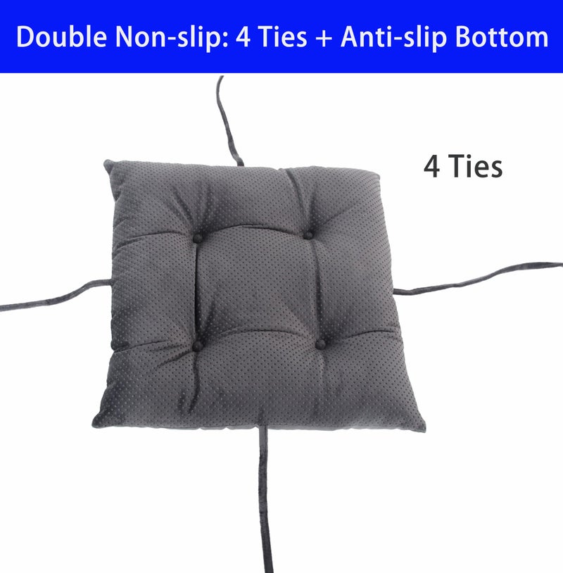 Augld 2 Pack Bar Stool Cushion Small Kids Chair Pad with Ties Square 14â€x14â€x2 Grey - Image 3